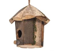 Sileduove Wooden Bird House For Outside Garden, Natural Rustic Nesting Hut With Sturdy Construction Easy To Hang Decor For Backyard Patio Wildlife 16X16cm