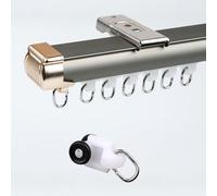 Silence ain Track System Easy Ceiling Mount Shower Rod Divider Aluminum Window Track for Bay 11.81ft 3.60m Champagne h