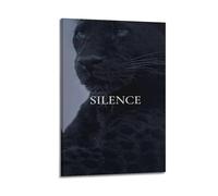 Silence Black Panther Wall Art, Panther-themed Print, Inspirational Poster, Serene Canvas Picture Artistic Wall Mural Modern Hanging Decor Poster12x18inch(30x45cm)