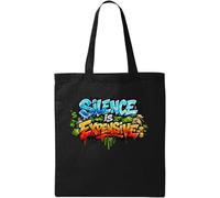 Silence Comes at High Cost Natural Cotton Tote Bag Black