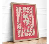 Silence Confronted Typography Framed Wall Art Print A3 (42×29.7cm) Oak, Wall Decor for Living Room, Bedroom, Office & Home, Ready to Hang, Art Gift