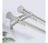 Silence Curtain Track Double Curtain Poles Heavy Duty Wall Mounted Bay Window Curtain Rails Track with Aluminum Alloy Rod Brackets