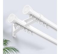Silence Curtain Track Double Curtain Poles Heavy Duty Wall Mounted Bay Window Curtain Rails Track with Aluminum Alloy Rod Brackets