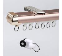 Silence Curtain Track System, Easy Install Ceiling Mount, Aluminum Shower Curtain Rod for Dividers, 5.9ft/1.80m Bay Window Track (Rose Gold)