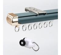 Silence Curtain Track System, Easy Install Ceiling Mount, Aluminum Shower Rod for Divider, 6.23ft/1.90m Bay Window Curtain Rail (Green)