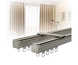 Silence Glide Double ain Trac - Wall/Ceiling Mount Aluminium ain Rafor Home & Office Room Divider - Champagne Color 480cm (120/240/350/400/500cm Opts)