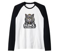 Silence I Am Judging You Funny Cat Cute British Shorthair Raglan Baseball Tee