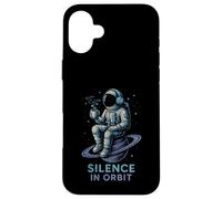 SILENCE IN THE ORBIT funny astronaut having coffee and chill Case for iPhone 16 Plus