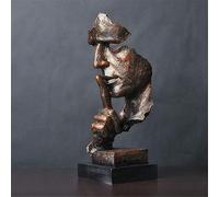 Silence is a golden creative statue,Simple modern crafts ornaments, Art decorations sculpture For Office Living room Bar Cafe -E 12x13x34cm(5x5x13inch)