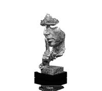 Silence Is Gold Abstract Thinker Statue - Modern Handcrafted Resin Sculpture of Silent Man Figurine for Home, Office, Bookshelf Decor - Creative Desk Art Piece (A)