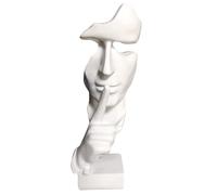 Silence Is Golden Thinker Statue - 28cm Modern And Creative Abstract Sculpture Of Keep Silent Man Statue Figurine For Home Living Room Office Desk Decor (White)