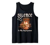 Silence is My Superpower Introvert Bookworm Fireplace Read Tank Top
