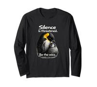 Silence is Threatened Be the Voice Penguin Art Long Sleeve T-Shirt