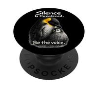 Silence Is Threatened Be the Voice Penguin Art PopSockets Adhesive PopGrip