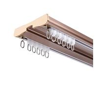 Silence Lined Curtain Rail with Smooth Rollers for Windows 100-400cm Adjustable Ceiling Mount for Living Room & Bedroom Complete Mounting Kit (Brown 260cm)