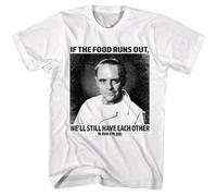 Silence of The Lambs if The Food Runs Out Men's T Shirt Hannibal Lecter Joke White White XXL