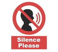 Silence Please Keep Quiet Warning Sign Self Adhesive Gloss Decal Sticker A4 297mm x 210mm