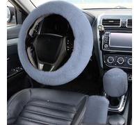 Silence Shopping Fluffy Steering Wheel Cover, Fuzzy Steering Wheel Cover for Women, Furry Steering Wheel Covers with Handbrake Cover Gear Shift Cover, 1 Set 3 Pcs, 14.96Inch (Grey)