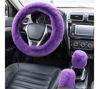Silence Shopping Fluffy Steering Wheel Cover, Fuzzy Steering Wheel Cover for Women, Furry Steering Wheel Covers with Handbrake Cover Gear Shift Cover, 1 Set 3 Pcs, 14.96Inch (Purple)