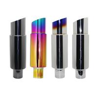 Silencer Car Motorcycle Exhaust Pipe Muffler Tail Universal Stainless Steel 51 57 63MM System End Bevel Car Tailpipe(002 Titanium 57mm)