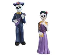 SILENRADAWN 1 Pair of Creative Resin Skull Couple Ornaments Long Leg Dolls, Stable Placement Desktop Decorations for Home and Table, Unique Wedding Present
