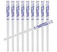 SILENRADAWN 10 Pairs Blue and White Porcelain Chopsticks with Elegant Pattern Smooth Surface Non-Slip Design Ceramic Dinner Utensils for Chinese Japanese Korean Meals and Home Use