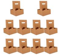 SILENRADAWN 10pcs Kraft Paper Coffee Cup Holder 4-slot Reinforced Structure Portable Drink Carrier for Milk Tea and Flowers, for Carrying Coffee and Takeout