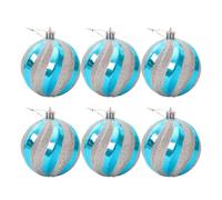 SILENRADAWN 12pcs Blue Christmas Ball Ornaments Glitter Hanging Balls Plastic Decorations for Christmas Tree, Banister, and Holiday Party with Elegant Spiral Design