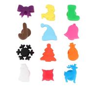 SILENRADAWN 12pcs Silicone Suction Cup Wine Glass Markers with Festive Sparkle, Holds Securely and Does Not Scratch Glass, for Christmas Party Drink Identification Random Color
