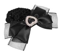 SILENRADAWN 1pcs Hairnet Hair Bun Cover Bowknot Hair Clip Barrette Black Cloth with Design Stylish Elegant Easy to Wear for Flight Attendants Professional Use
