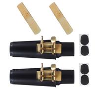 SILENRADAWN 2 Sets Alto Saxophone Set Woodwind Instrument Accessories Professional Plastic Metal Bamboo Mouthpiece Cap Ligature Pads Easy Replacement for Alto Saxophones