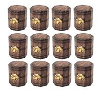 SILENRADAWN 20pcs Vintage Hexagonal Paper Treasure Chest Boxes with Coffee Wood Texture, Foldable and Portable Candy Storage for Pirate Theme Party Favors and Travel