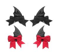SILENRADAWN 2pairs Goth Bat Hair Clip Devil Wings Headpieces Spooky Halloween Party Styling Bowknot Hair Accessories for Cosplay Demon Costume