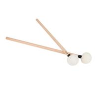 SILENRADAWN 2pcs Black Wooden Handle Drum Mallets with White Felt Heads, Professional Percussion Instrument Accessories for Tuning Drum and Band Practice
