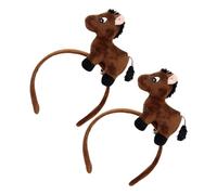 SILENRADAWN 2pcs Cute Cartoon Horse Headbands for Party Events, Brown Fabric Hair Accessories with Pressure-free Comfort, Versatile Fashion Design for Zodiac Celebration and New Year