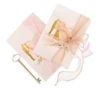 SILENRADAWN 2pcs Delicate Pink Ribbon Vow Cards and Wedding Vow Book with Uniform Coloring Paper, Not Easy to Deform, for Wedding and Party Speeches Random Color Assorted style