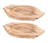 SILENRADAWN 2Pcs Heat Resistant Stone Bowl Mats with Wooden Base, Non-Slip Hot Pot Insulation Cushions for Bibimbap Dolsot, Multipurpose Trivets for Outdoor Camping and Kitchen Use