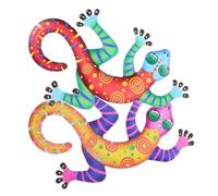 SILENRADAWN 2pcs Iron Gecko Wall Art Hanging Ornaments Decorative Simulation Wall Pendants for Office and Kitchen