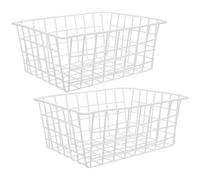 SILENRADAWN 2pcs Metal Freezer Basket Set, Flexible Iron Wire Storage Baskets for Refrigerator and Kitchen Storage, Draining Design Suitable for Vegetables and Eggs Organisation