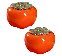 SILENRADAWN 2pcs Ml Persimmon Shaped Ceramic Tea Storage Jar with Airtight Seal and Smooth Surface, Orange Colour, for Business Gift and Sweets Storage