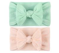 SILENRADAWN 2pcs Nylon Bowknot Headbands, Easy to Use, No Terrible Odour, Soft Textured Jacquard Headdress Hair Accessories for Family Photo Or Birthday Party