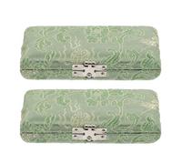 SILENRADAWN 2pcs Oboe Reed Case with Lid and Clasp Closure, Solid Wood Storage Box with Silk Covering, Reduces Reed Wear and Tear, Suitable for Travel and Musical Instrument Storage, Green