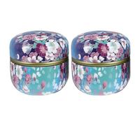 SILENRADAWN 2pcs round Compact Tinplate Tea Canisters for Loose Tea Storage with Secure Lid for Kitchen Organization