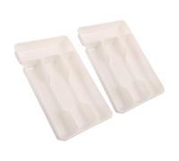 SILENRADAWN 2pcs Stackable Plastic Kitchen Utensil Organizer 4 Slots, Divided Compartments and Narrow Layout, Easy Access Storage Holder for Spoons and Silverware on Countertop in Cabinets