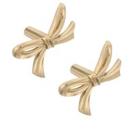 SILENRADAWN 2pcs Vintage Gold Bow Shaped Brass Pulls for Cabinets and Shoe Cabinets, Resistant to Deformation Safe Edges, for Bedroom and Kitchen Furniture Handles, Size 4.40x3.10x2.30cm