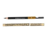 SILENRADAWN 2Pcs Waterproof Dual-Ended Eyebrow Pencil and Brush Set with Leopard Print Cover, Black Brow Liner Pencil for Precise Eyebrow Makeup and Grooming, Suitable for Professional and
