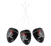 SILENRADAWN 3 Pcs Pirate Eye Patch with Bold Skull and Crossed Swords Design, Black Plastic One-eyed Costume Accessories to Enhance Festive Atmosphere for Themed Parties and Cosplay