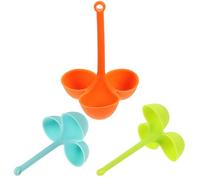 SILENRADAWN 3 Pcs Silicone Egg Holder for Boiling with Three Grid Steamer and Handle, Safe for Dishwasher and Microwave Use, Kitchen Utensil for Egg Poaching and Steaming Random Color