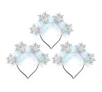 SILENRADAWN 3 Pcs Silver Snowflake Xmas Headbands for Women, Comfortable Felt Fabric Glitter, Eye-catching Christmas Party Hair Accessories, Photo Prop