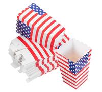 SILENRADAWN 36 Pcs Disposable Popcorn Boxes with Vibrant American Flag Design, Easy to Carry Paper Popcorn Treat Bags for Independence Day Party and Large-scale Events